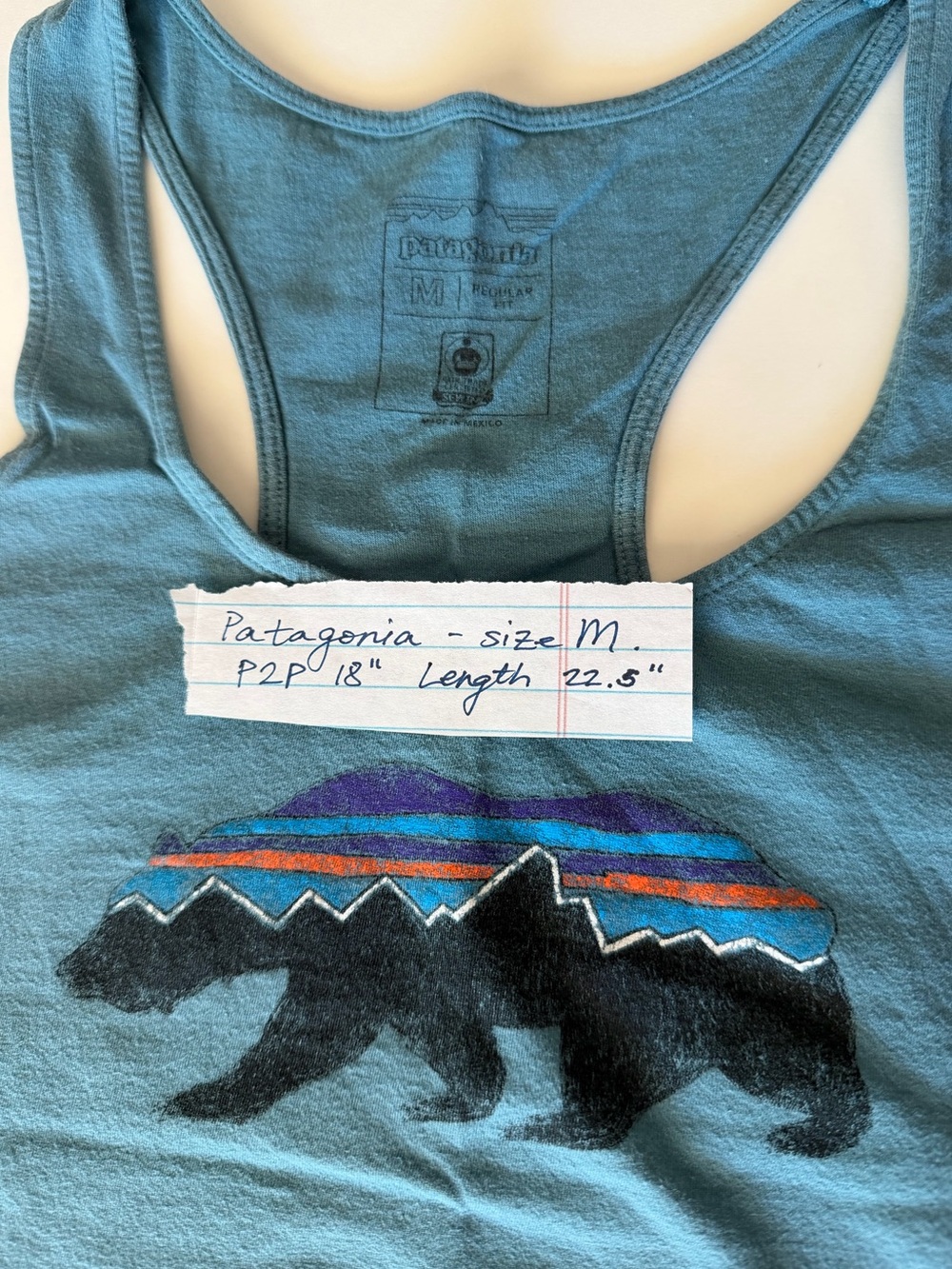 Patagonia Women's Teal Logo Racerback Tank, 100% Cotton. EUC. Medium. - Picture 9 of 9